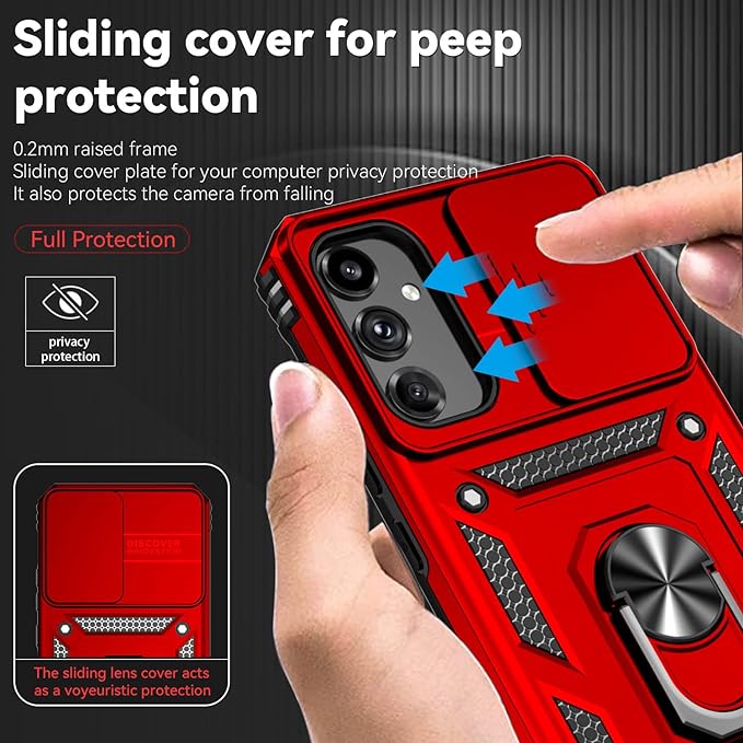 Funda con anillo y cubre cámara SLIDE rojo