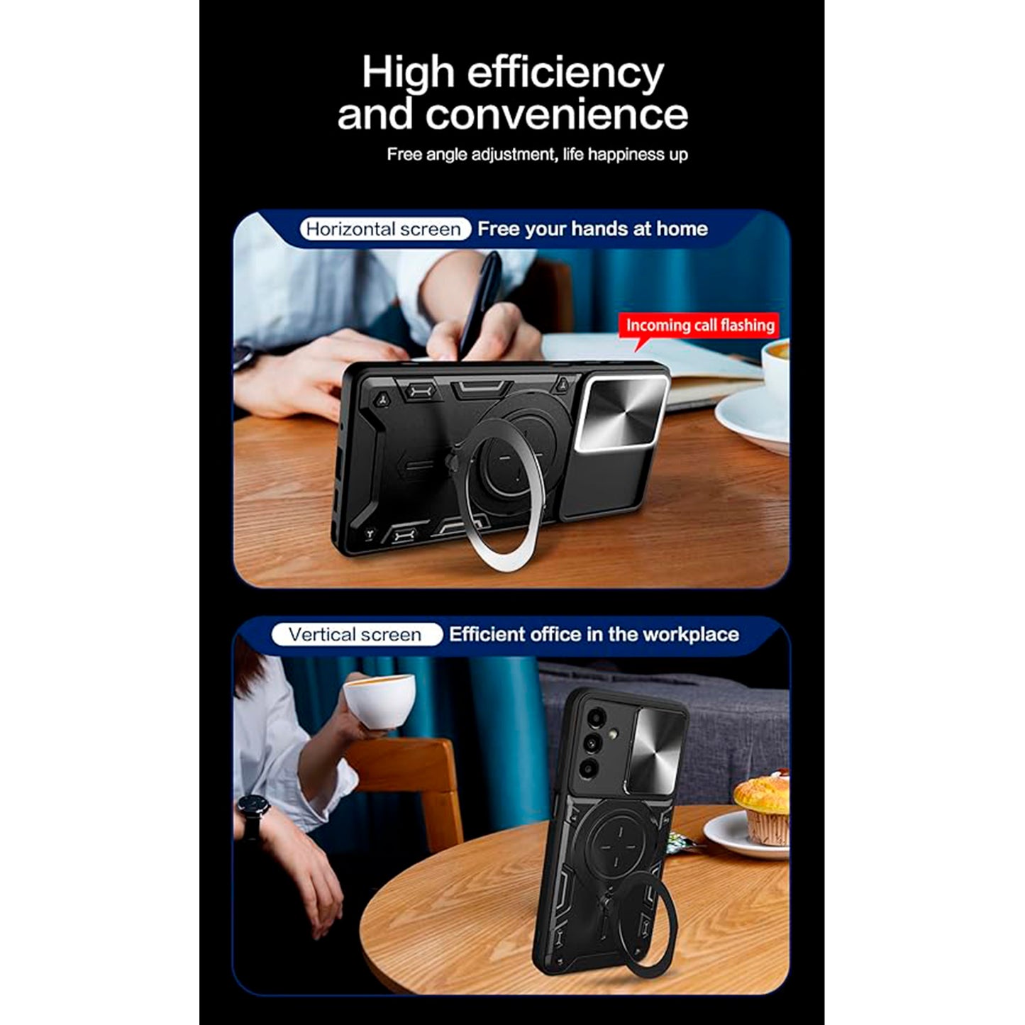 Funda con Soporte de Aro Negro